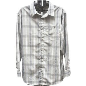 R&R Casual Button Down Shirt Mens XXL Grey Plaid Long Sleeve Gingham‎ Dadcore
